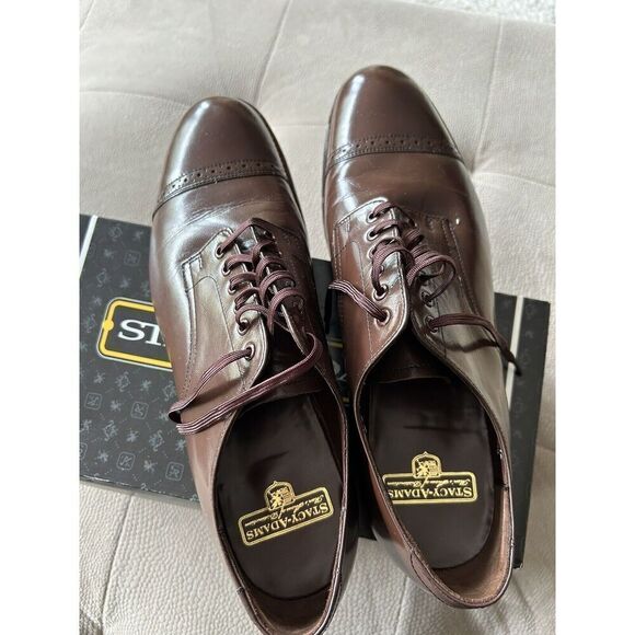 Stacy Adams Madison Brown Leather Cap Toe Oxfords Size 9 1/2 EE - Picture 6 of 10
